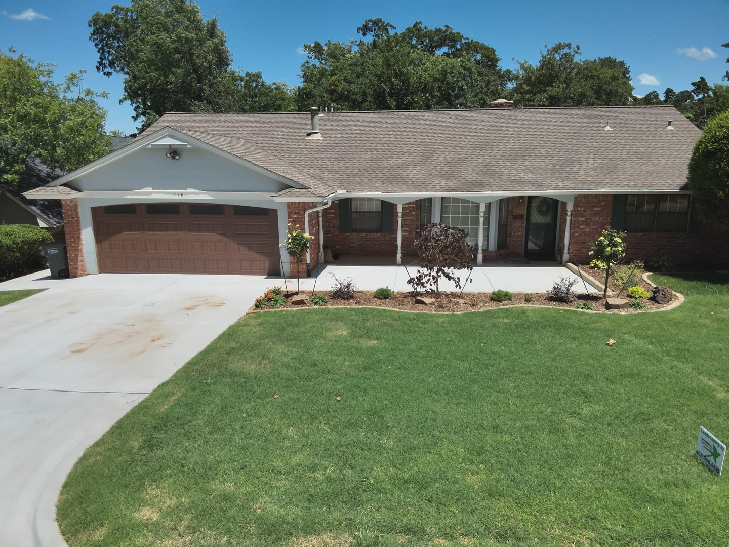 Residential lawn and front yard landscape installation in Oklahoma
